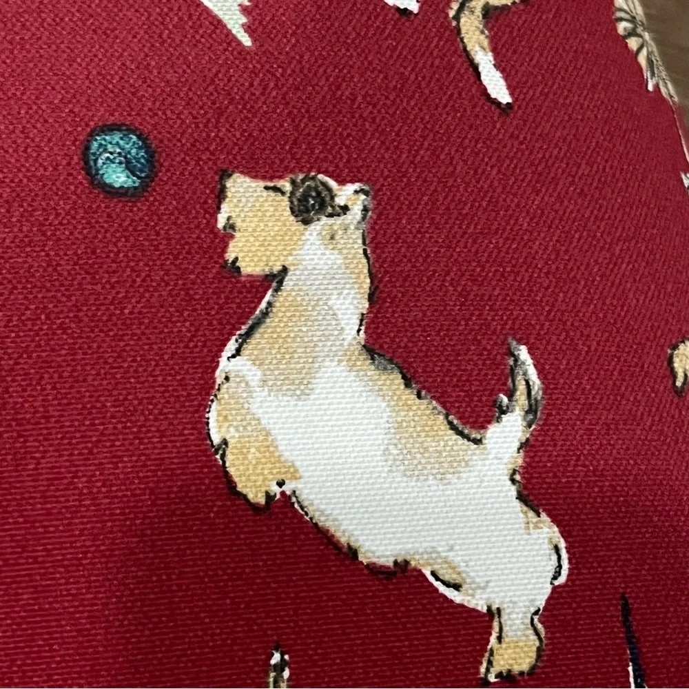 Hampton Bay Red Dogs & Beach Themed Throw Pillow 17x17” Spot Clean AllOver Print